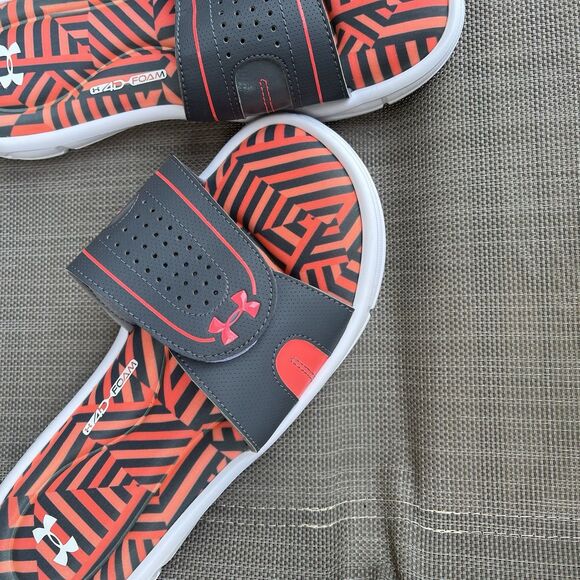 Under Armour Ignite 4D Foam Slides Men’s Size 10 Orange Black Geometric Comfy main image 11
